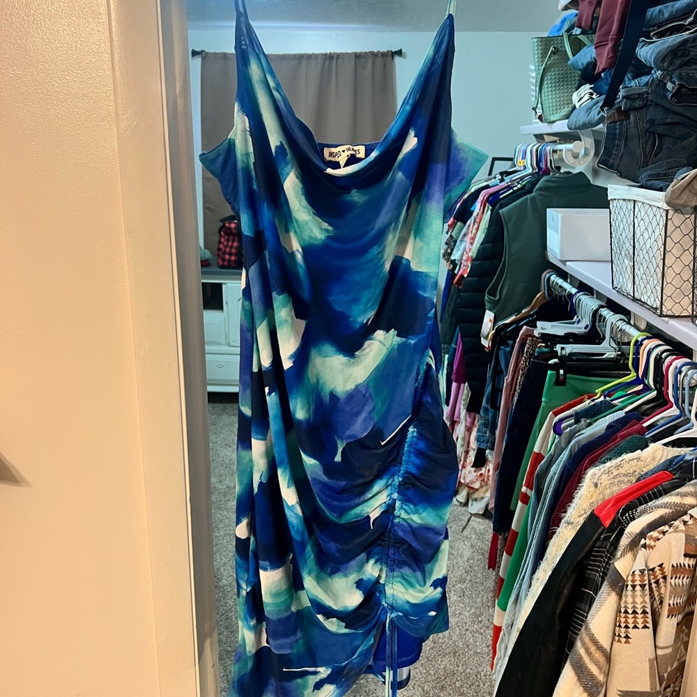Blue and White Tie-Dye Dress